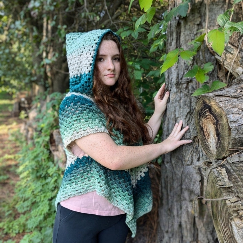 Handmade Crochet Hooded Poncho